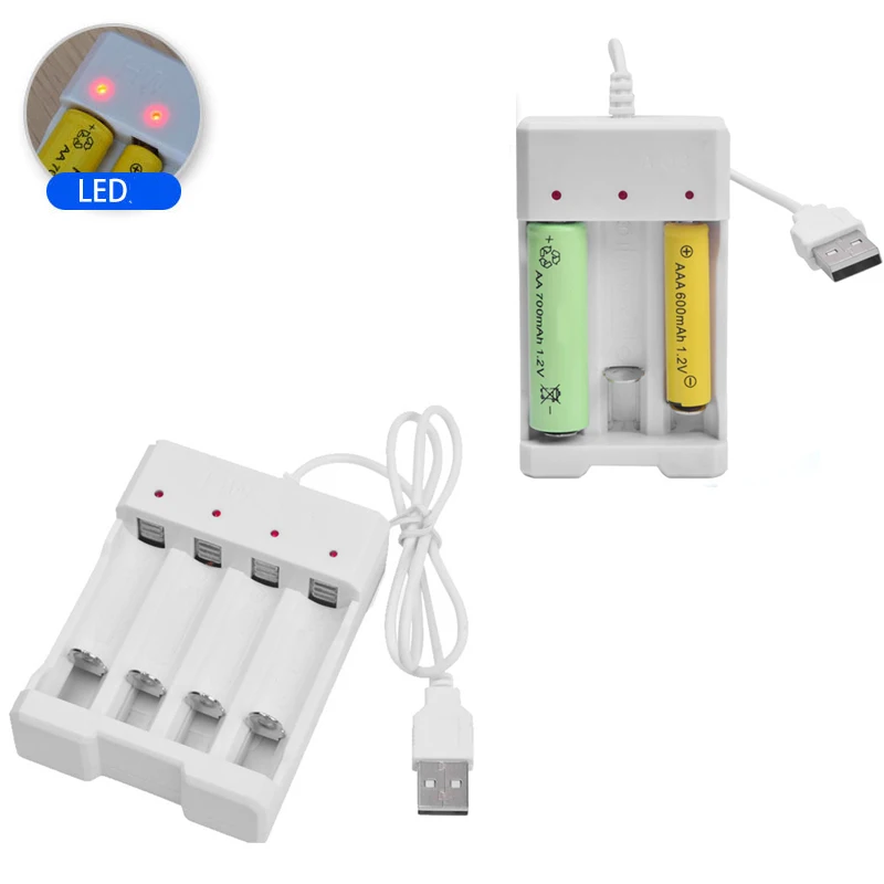 Universal USB Output 3 / 4 Slot Battery Charger Adapter For AA / AAA Battery Rechargeable Quick Charge Battery Charging Tools