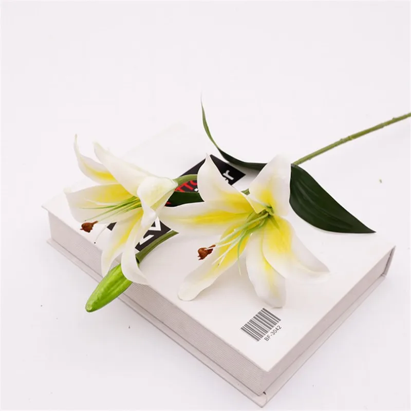 Один поддельный короткий стержень латексная Лилия Реалистичная на ощупь Lilium Brownii