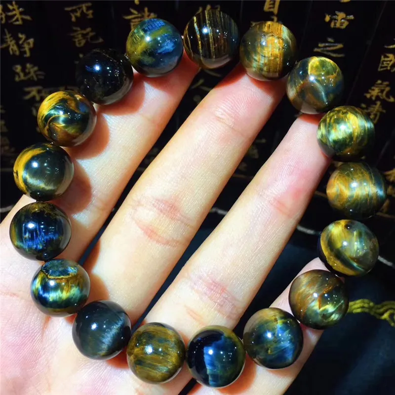 

Лидер продаж, изящный браслет 12 мм из натурального камня желтого и синего цвета для мужчин и женщин