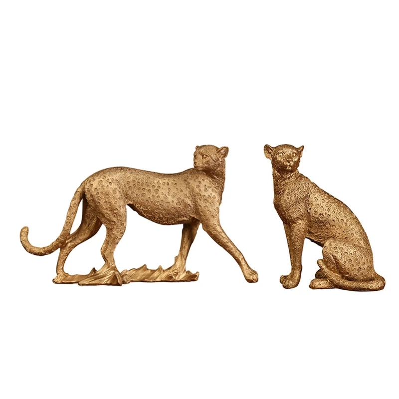 

Ретро леопардовая статуя прогулочная сидячая скульптура животного Статуэтка из смолы декоративная модель