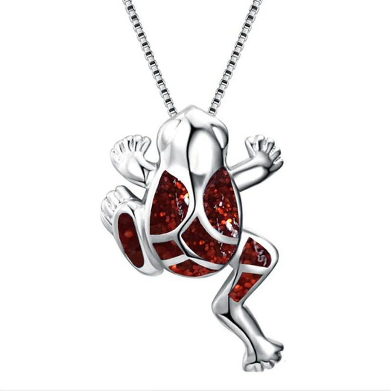 Уникальное ожерелье с подвеской в виде животного синим кристаллом лягушки