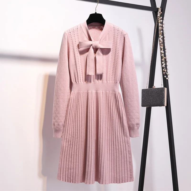 HAMALIEL более Размеры трикотажные плиссированные женское платье Новый 2019 на весну