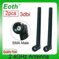 eoth 2pcs 2 4g antenna 3dbi sma male wlan wifi 2 4ghz antene pbx iot module router tp link signal receiver antena high gain