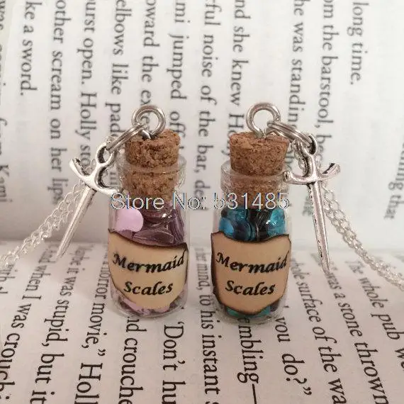 

12 шт./лот ожерелье с чешуей русалки кулон Серебряный тон очарование