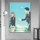 Плакат на холсте с тихим голосом аниме Koe no Katachi, картины на стену с аниме мультяшным персонажем, домашний декор, идеально подходит для любителей аниме