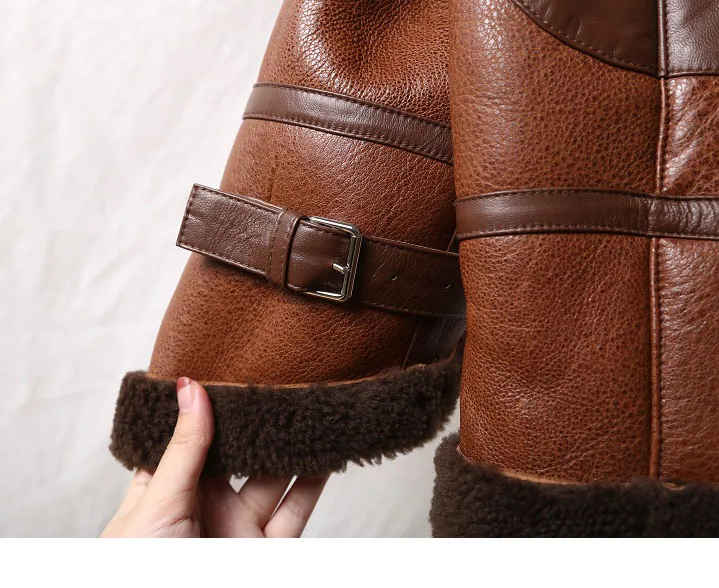 Winter Lamb Fur Bomber Real leather Jacket Women New Sheepskin Double Face Shearling Coat Oversized Genuine Leather Jackets
