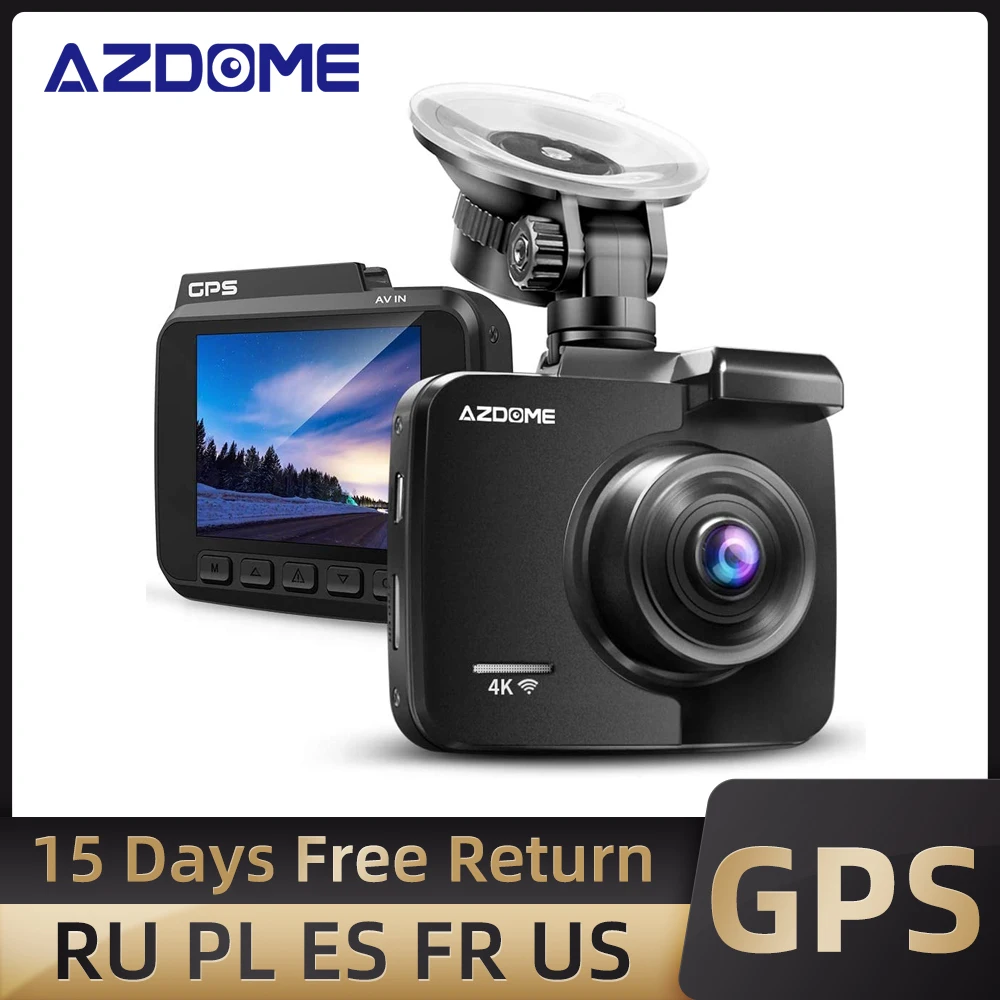 AZDOME 2160P GS63H Автомобильный видеорегистратор GPS 4K WIFI камера с двойным объективом 1080P