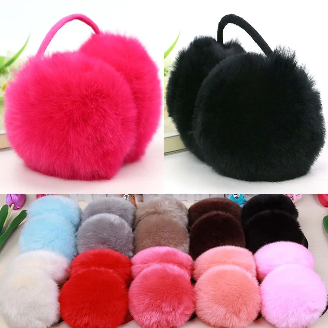 

Rabbit Fur Hang Ear Cover Warm Winter Earmuffs Headwear Ear Muffs Fur Earmuffs Cold Ear Warmer Fold Ear Protection Headband