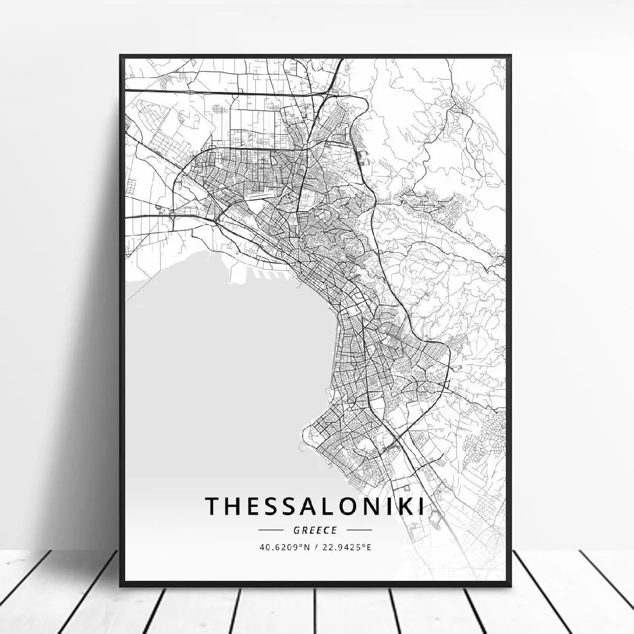 

Thessaloniki Athens Fira Greece Canvas Art Map Poster