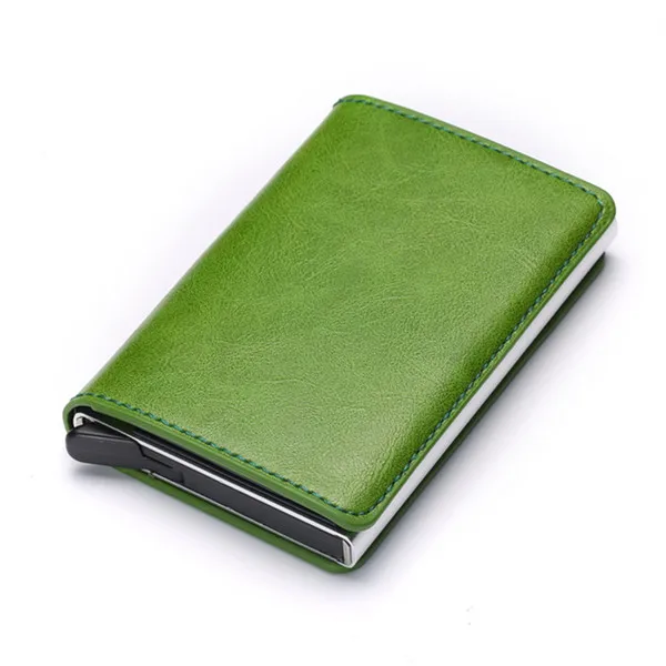 Green X-12B Zovyvol бизнес кредитный держатель для карт для мужчин и женщин Металл RFID винтажная алюминиевая коробка искусственная кожа Crazy Horse кошелек для карт кошельки - Цвет: Green X-12B
