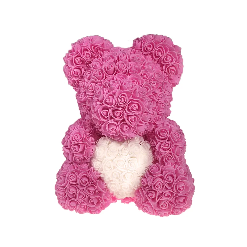 Pink white H Прямая поставка 40 см розовый медведь сердце искусственный цветок Роза плюшевый медведь для женщин День Святого Валентина Свадьба День рождения Рождественский подарок - Цвет: Pink white H