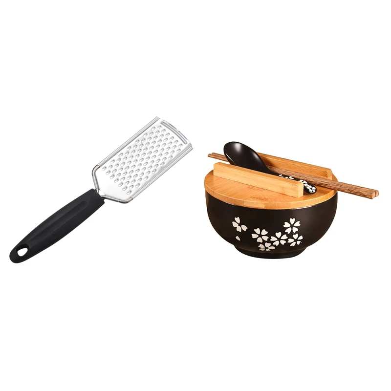 

Potato Vegetable Slicer Fruits Shredder Cheese Grater Long Handle Butter Grinder & Japanese Style Ceramic Bowl