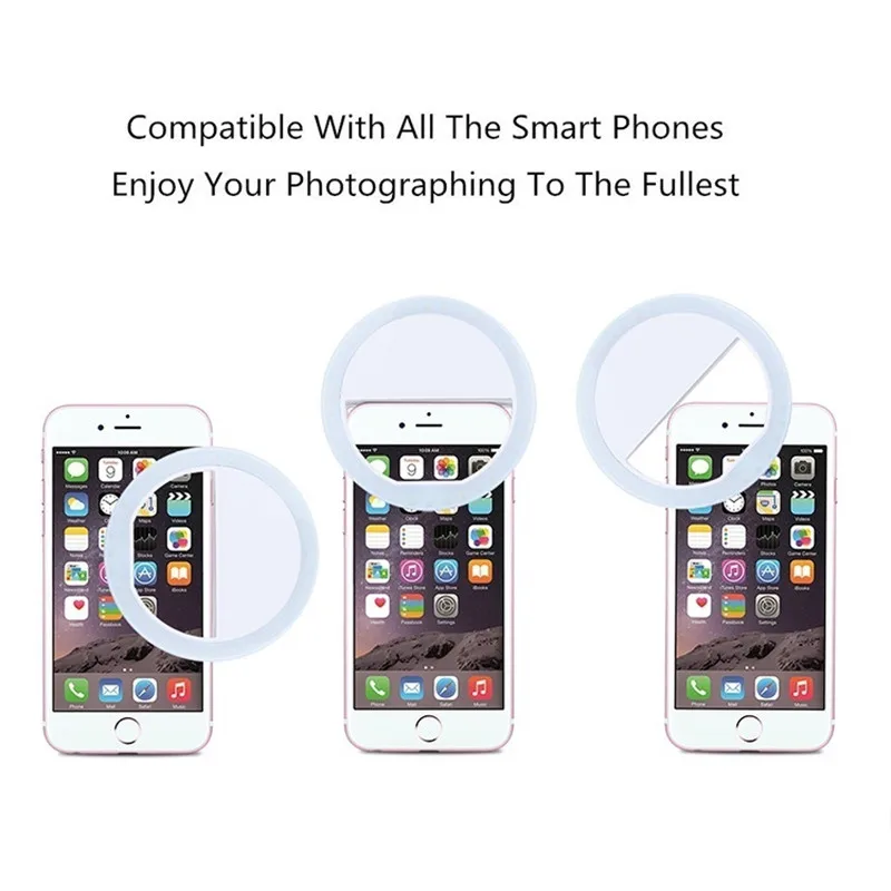 

KISSCASE Selfie LED Ring Flash Light For iPhone Samsung Mobile Phone Lens Selfie Lamp Luminous Clip Lamp Camera Spotlight Lens