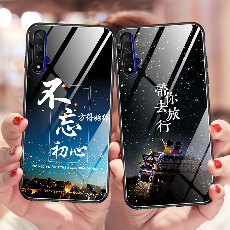 SemgCeKen Luminous Tempered glass case for Huawei honor 20 pro lite 20i V20 20pro honor20 luxury phone hard 3d back cover coque |
