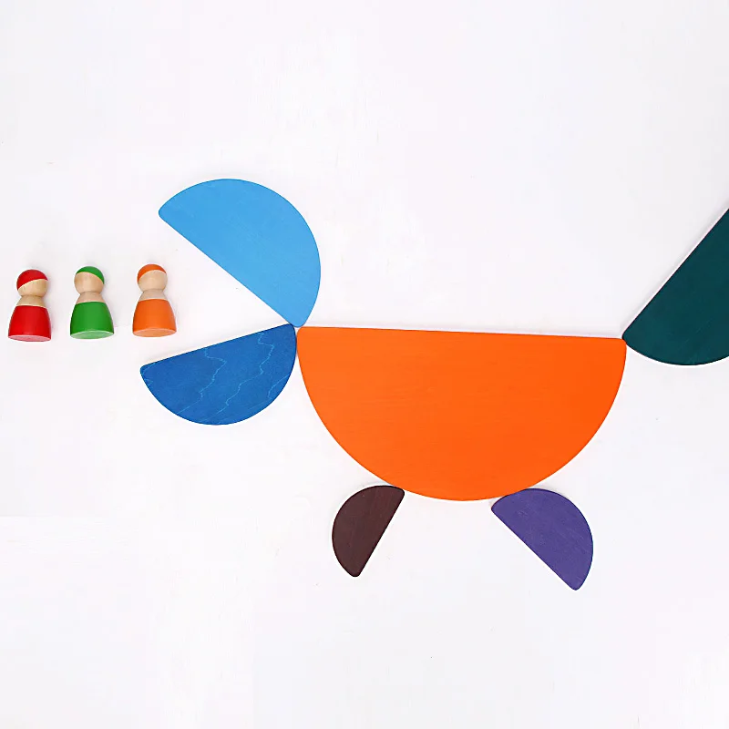 Деревянные радужные блоки деревянные игрушки для укладки строительные