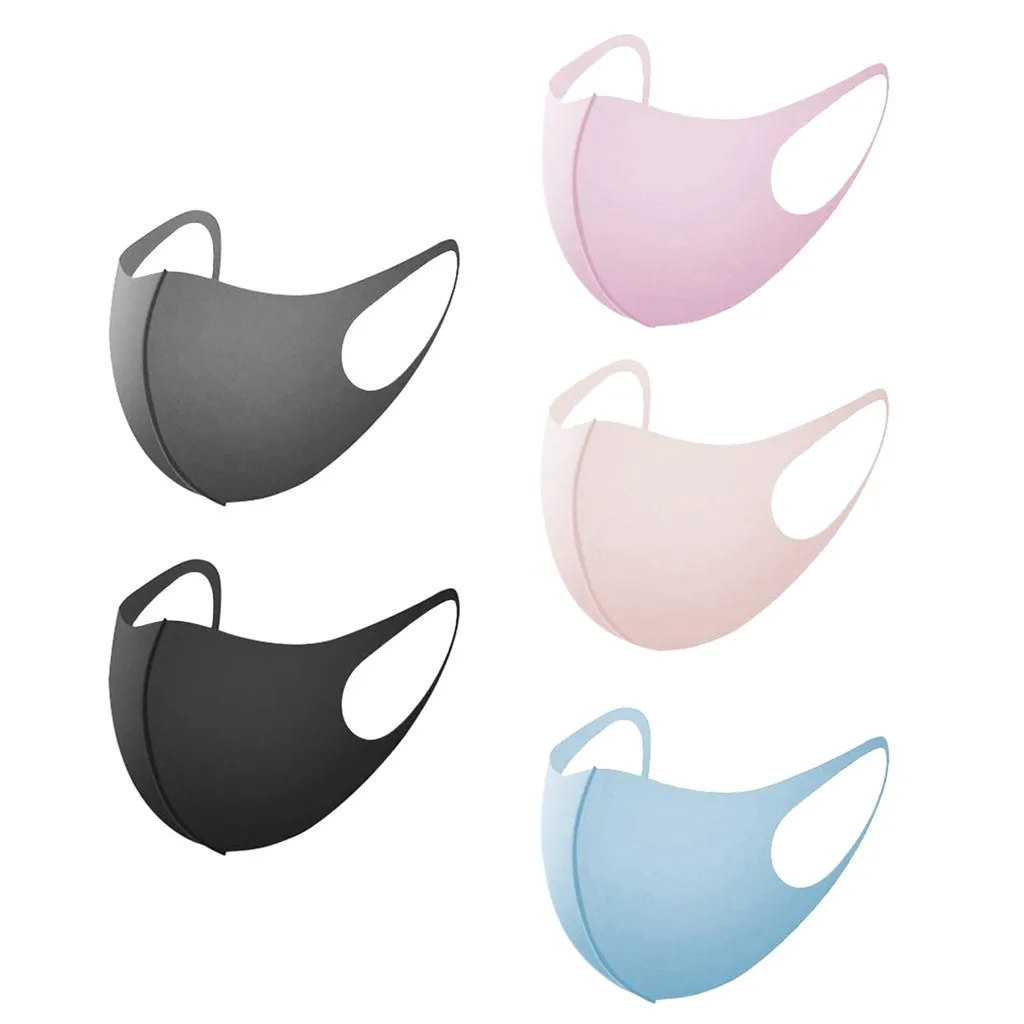 5 шт. маски для лица многоразовые Мультяшные однотонные Детские против