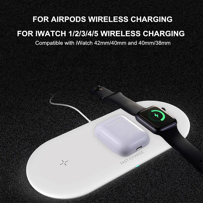 Беспроводное зарядное устройство Qi 10 Вт 3 в 1 быстрое USB для Iphone Apple Watch Iwatch Airpods