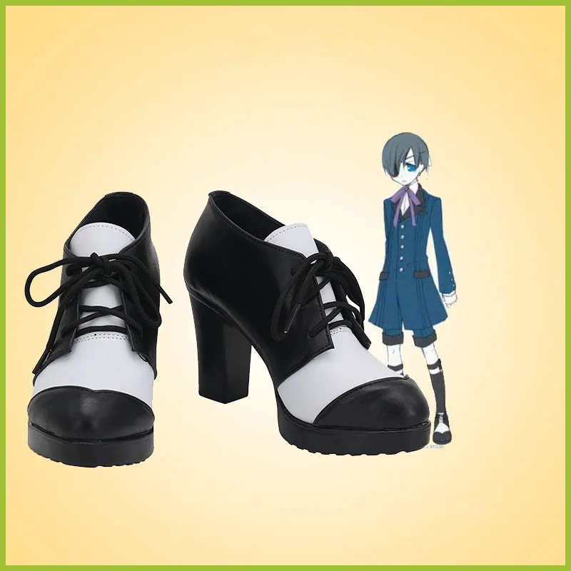 

Black Butler Ciel Phantomhive Cos Role Boots Japanese Anime Peripheral Cosplay Shoes Lace-up High Heels
