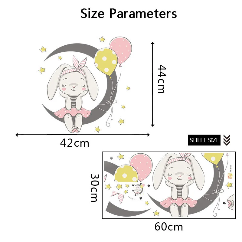 

Cartoon Moon Bunny Wall Stickers Background Decoration Sticker Home Decor