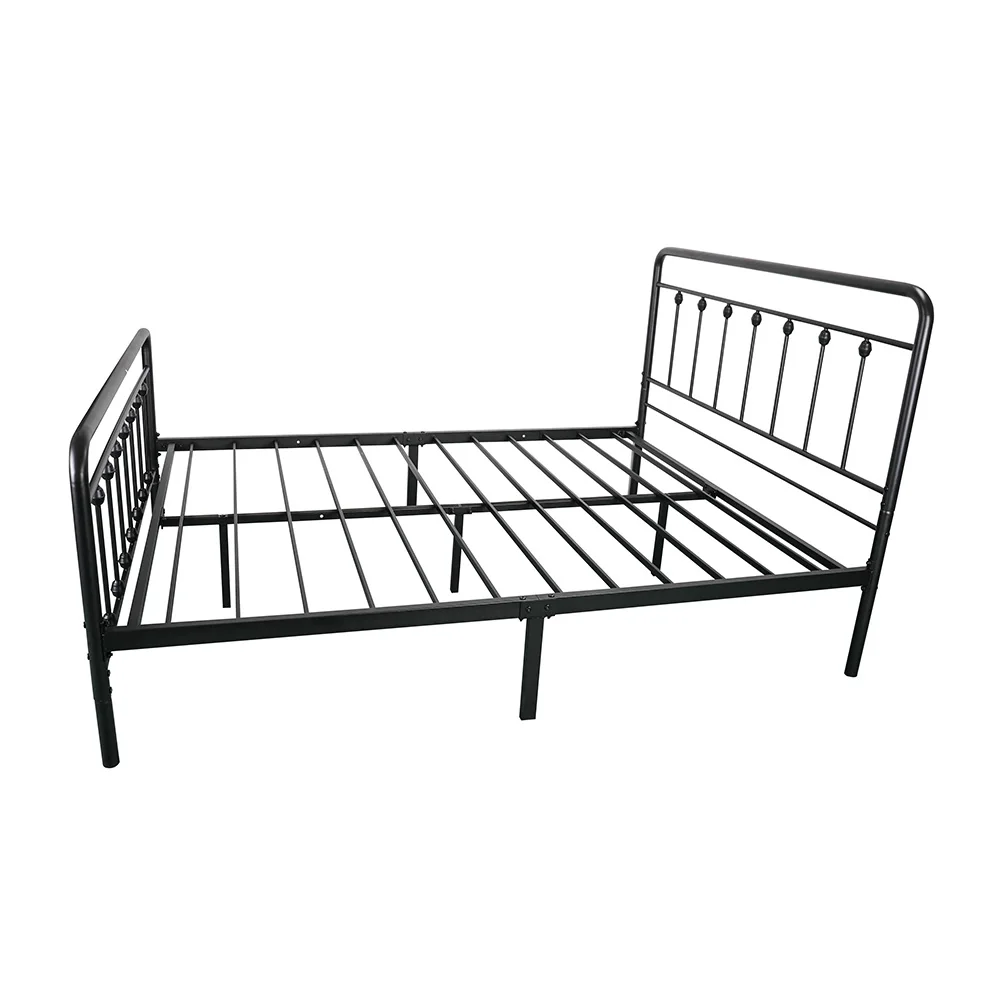 

Metal Bed Frame with Headboard and Footboard Mattress Foundation Mattress Bases Metal Slat Support No Box Spring Needed