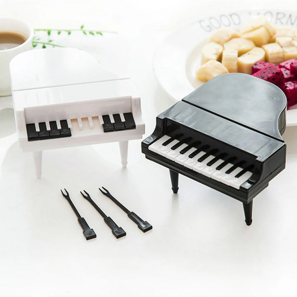 ADOREHOUSE Mini Piano Fruit Forks Black White Fork For Dessert Cake Creative Home Decoration Party Supplies Tableware | Дом и сад
