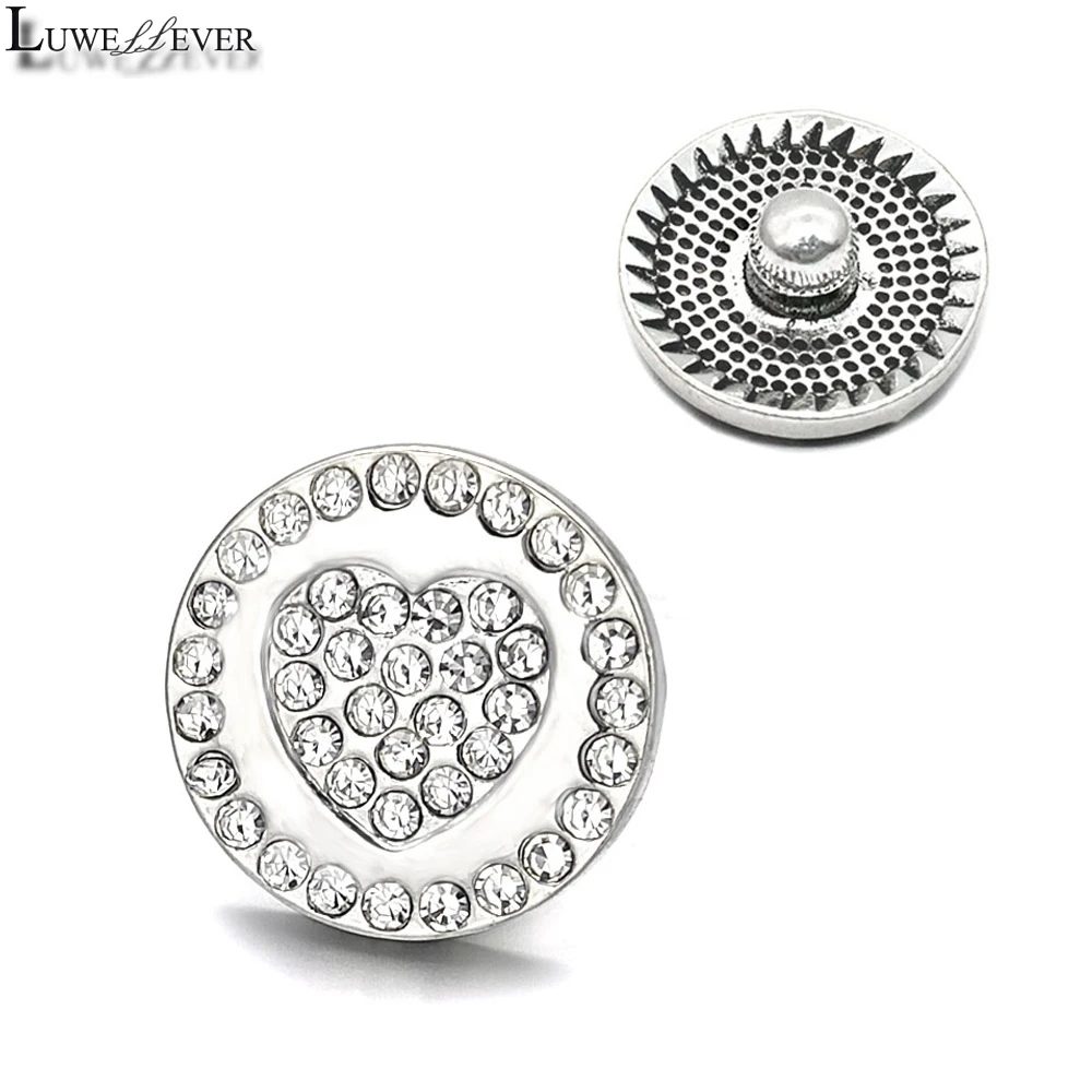 

Luwellever Component w013 Heart Crystal 18mm Metal Snap Button For Bracelet Necklace Interchangeable Jewelry Accessorie Findings