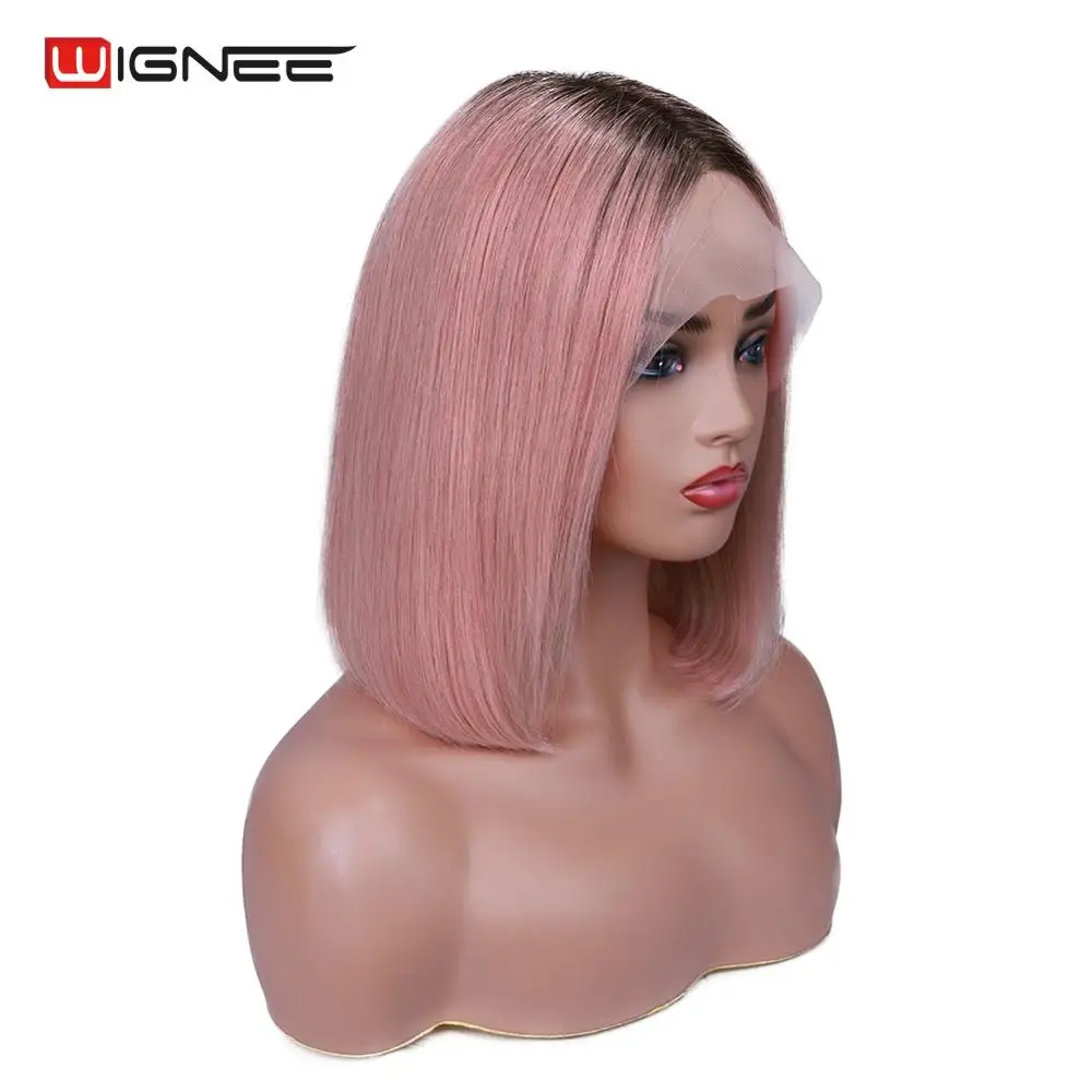Парики Wignee Ombre розовые/613 # светлые кружевные передние парики для чернокожих