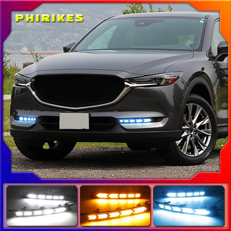

LED Daytime Running Lights For Mazda CX-5 CX5 CX8 CX-8 2017 2018 drl fog lamp 12V ABS DRL Driving lights with turn signals