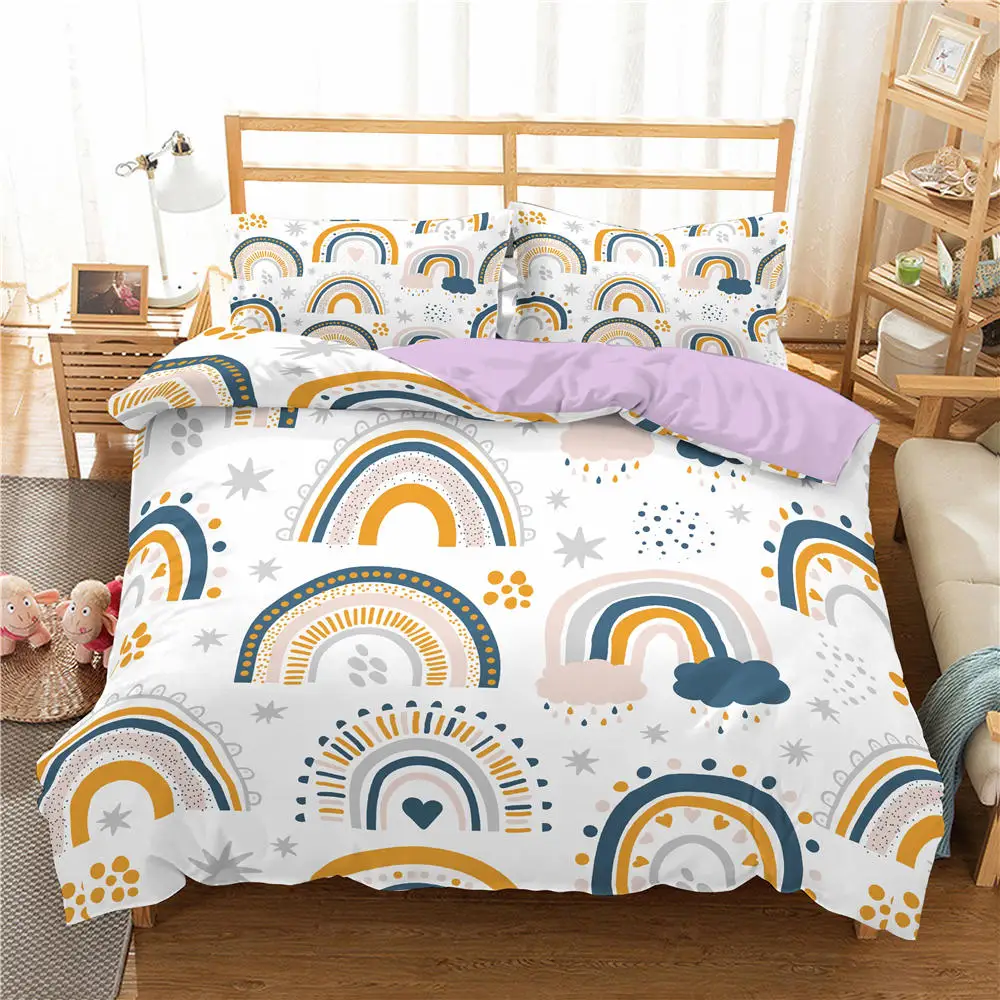 

Cartoon Bedding Set Rainbow 3d Duvet Cover For Kids Adult Bedclothes Pillowcase Quilt Comforter Covers Twin Queen King Size