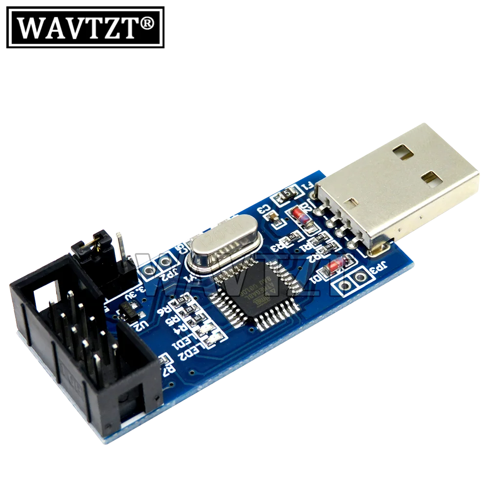 WAVTZT USBASP USBISP AVR программатор USB ATMEGA8 ATMEGA128 ATtiny/CAN/PWM 10-контактный проводной модуль DIY +