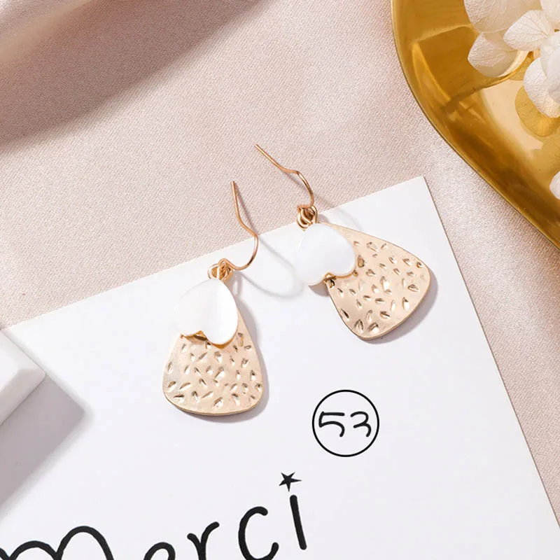 Корейские серьги ручной работы в виде лепестков ракушек геометрические круглые