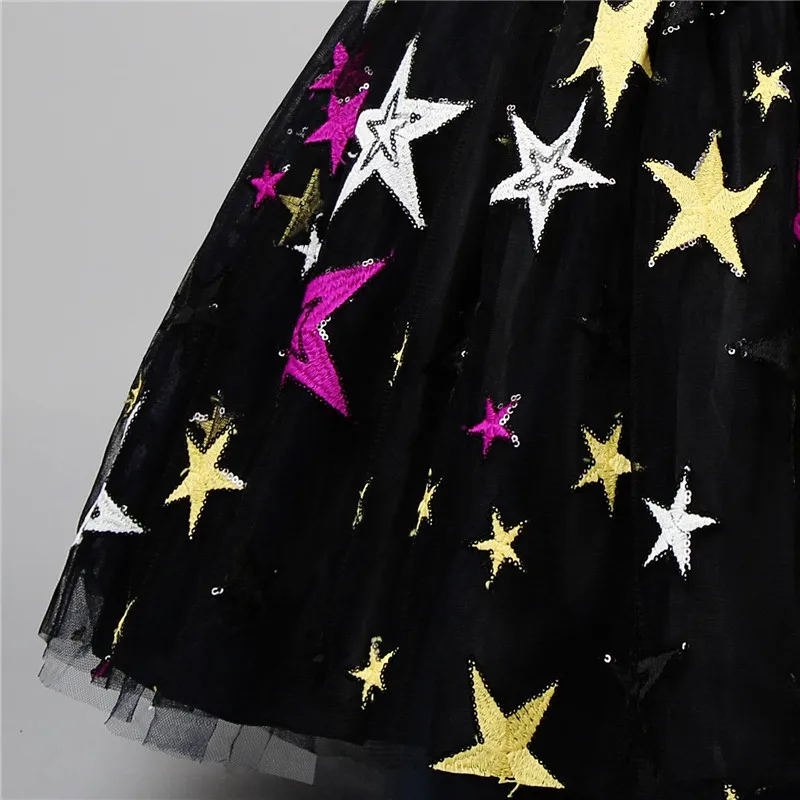 Baby Girls Dress For Formal Party Dresses Kids Princess Christmas Ball Bling Stars White Black Children Clothing 10T | Детская одежда и