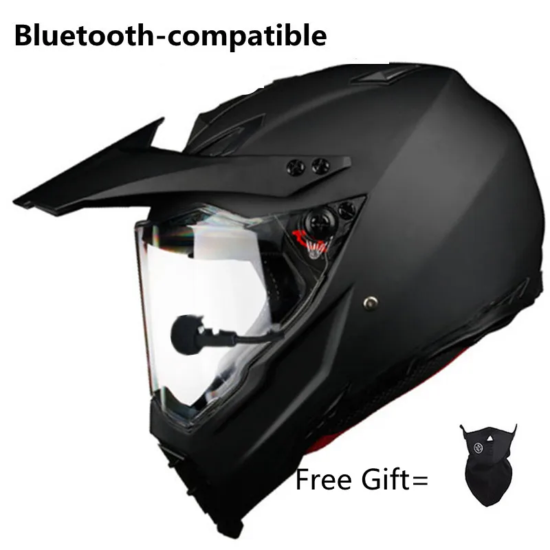 Motor Motorcycle Hat Full Face Helmet With Lens Safety  DOT  Phone Call Music Bluetooth Moto S  Matte Black