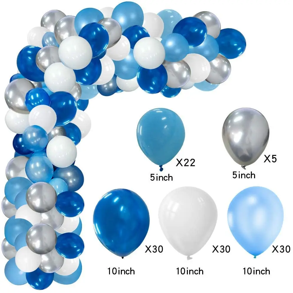 blue balloons garland set arch kit blue silver and white balloons blue birthday decorations wedding party baby shower balloon free global shipping