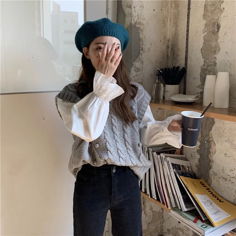 Твист жилет женский ранний 2021 Топ ленивый Свободный Повседневный тонкий модный |