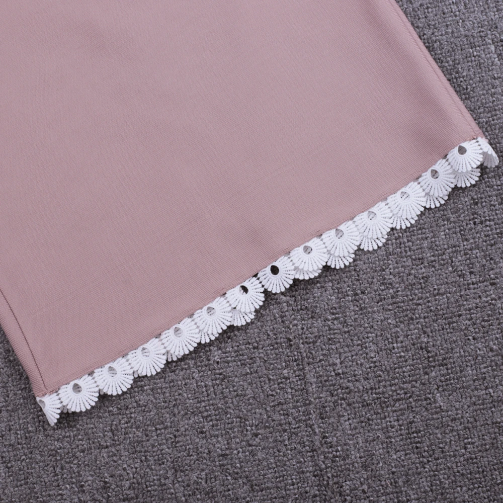 Ocstrade осеннее Бандажное платье миди Vestido, Новое поступление, элегантные бандажные платья телесного цвета, Сексуальные вечерние платья бодикон