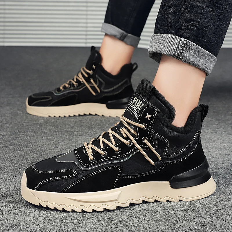 

Мужские зимние ботинки Martin, теплые плюшевые бархатные дышащие высокие боевые ботинки из натуральной кожи, Рабочая защитная обувь, спортивн...