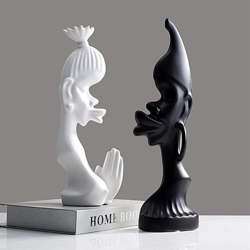 Керамические абстрактные статуэтки для мужчин и женщин 2 шт./компл. белая черная