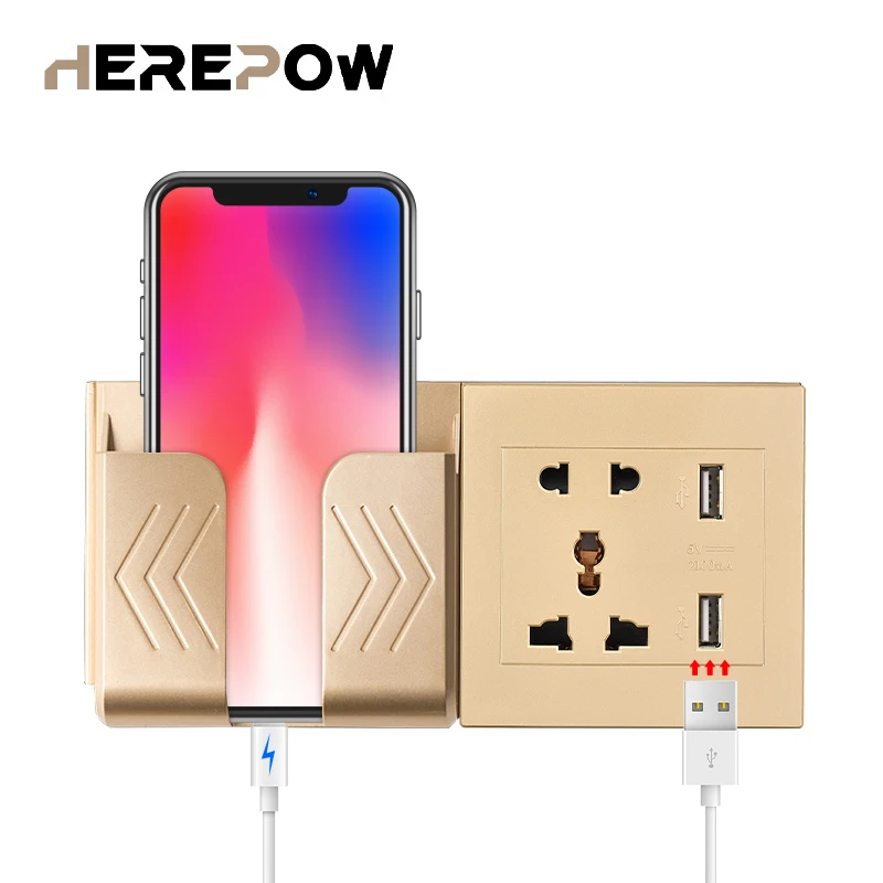 Herepow универсальная настенная розетка с двойным USB переключателем умный