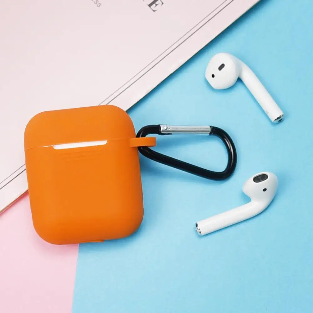 Розово-красный Полный защитный чехол для Apple Airpods Air pods, портативный силиконовый чехол с брелоком для наушников, чехол для зарядки - Цвет: Розово-красный
