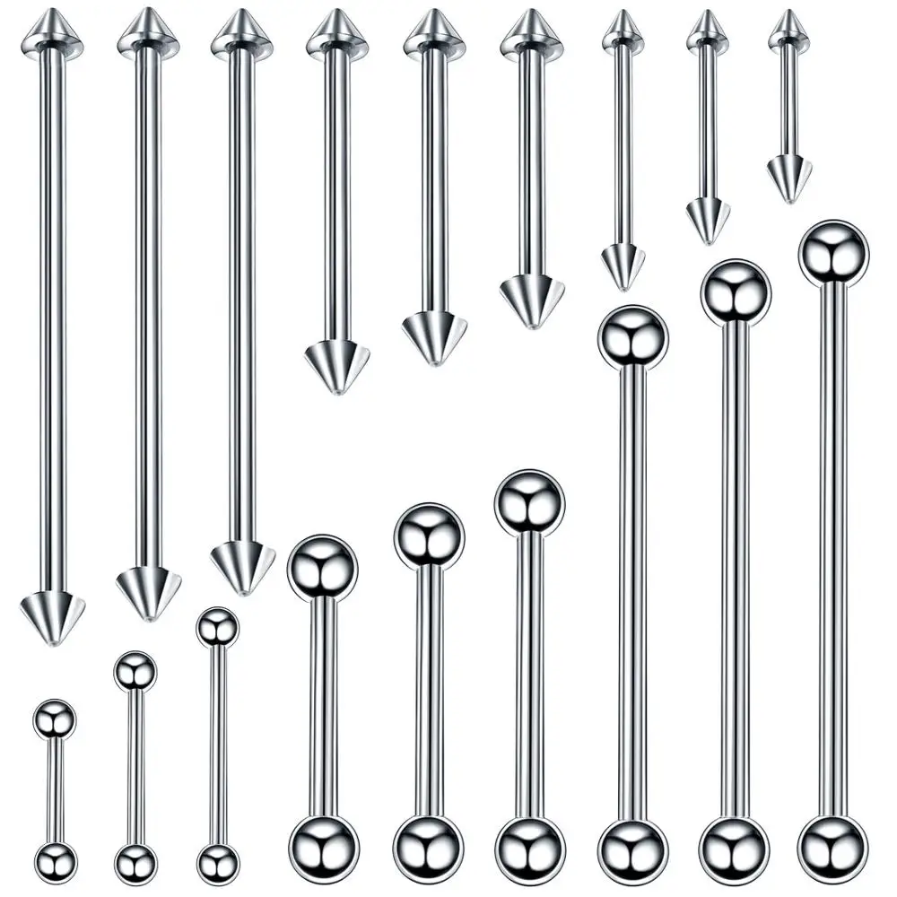 

2020 9pcs Tongue Studs 6-10MM Ball Cone Surgical Steel Unisex Nose Lip Stud Earrings for Men Women Body Piercing Jewelry Gift