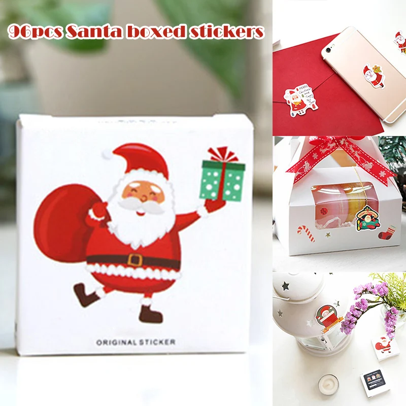 

96pcs Christmas Paper Stickers Decoration Decal Home Decor Xmas Santa Claus DIY Sticker BM88