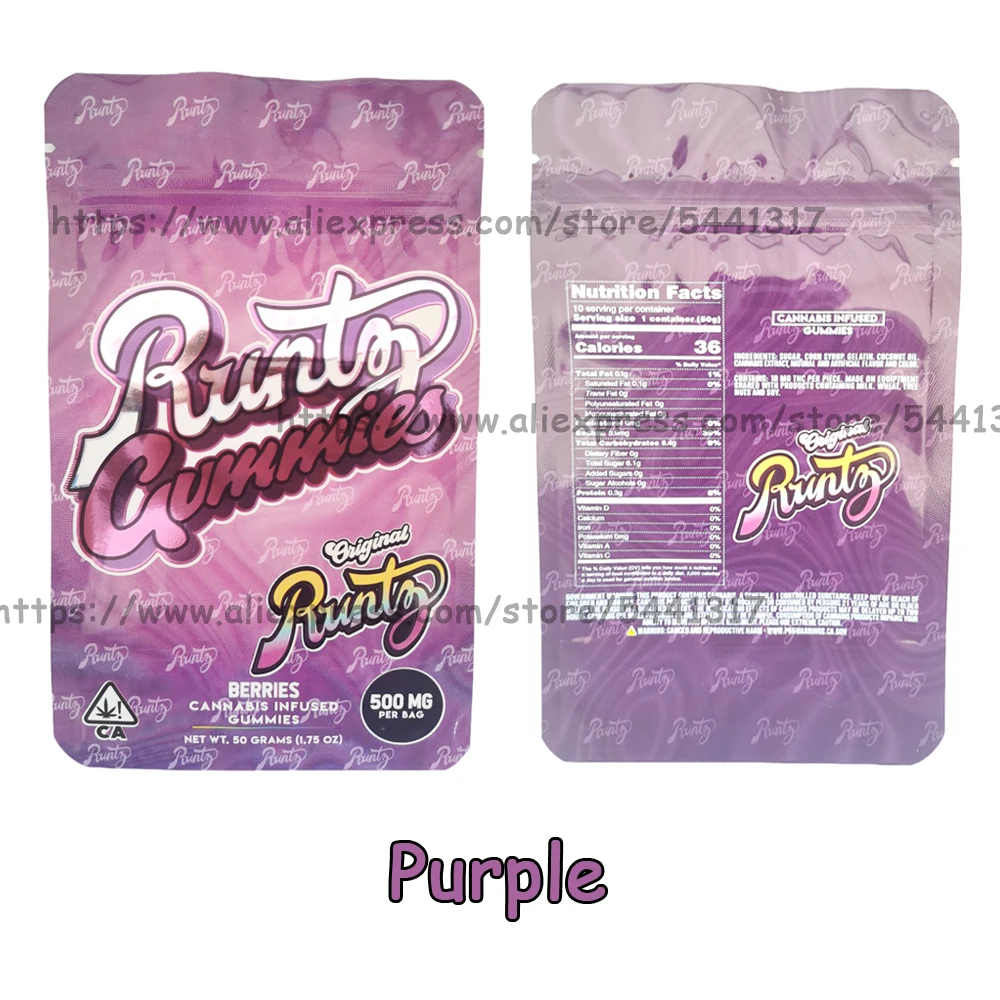 

50 Grams Bags Smell Proof Mylar Ziplock Stand Up Pouch Bags Thick Pouches Runtz Gummies Bags 16*10 CM Wholesale