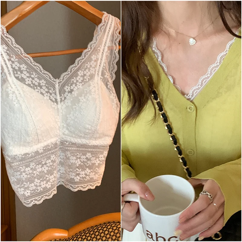 Женский кружевной черный жилет на бретельках Pure Desire корейский топ с широкими