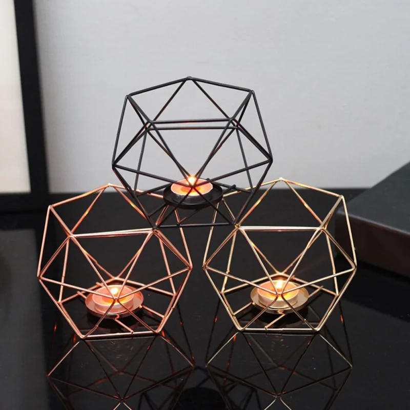 Подсвечник в скандинавском стиле из кованого железа романтические золотые