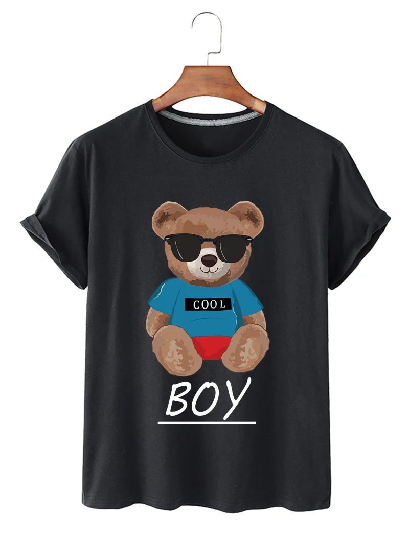 

Summer Fashion Casual Shirt Bear Graphic T Shirt Women Tops Oversized O-neck Black Tees Punk Funny Girls Tshirt