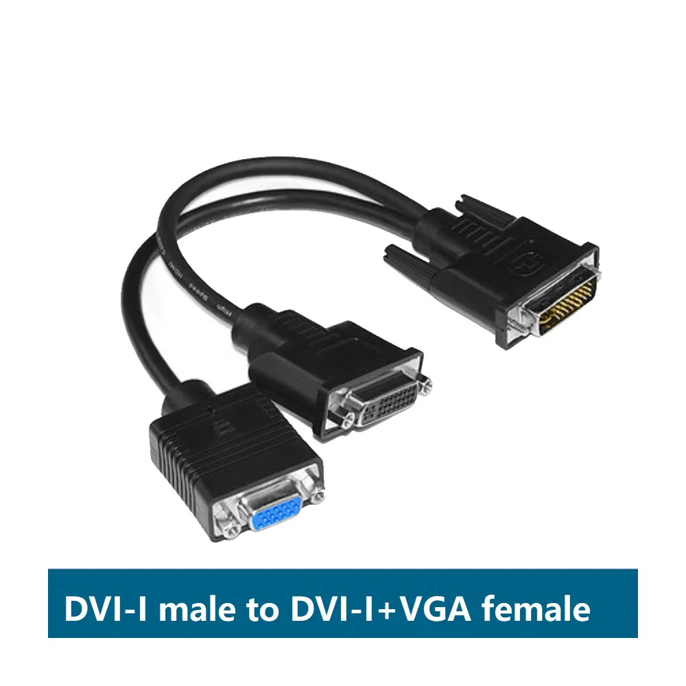 DVI 1 to 2 Cable DVI-I Male to DVI-I female + VGA Female Computer DVI Port Split Screen Line