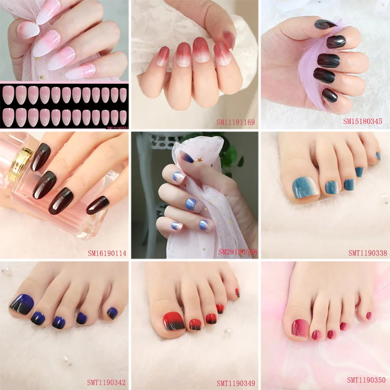 24 шт./компл. цветные градиентные накладные ногти модные элегантные для свадебных