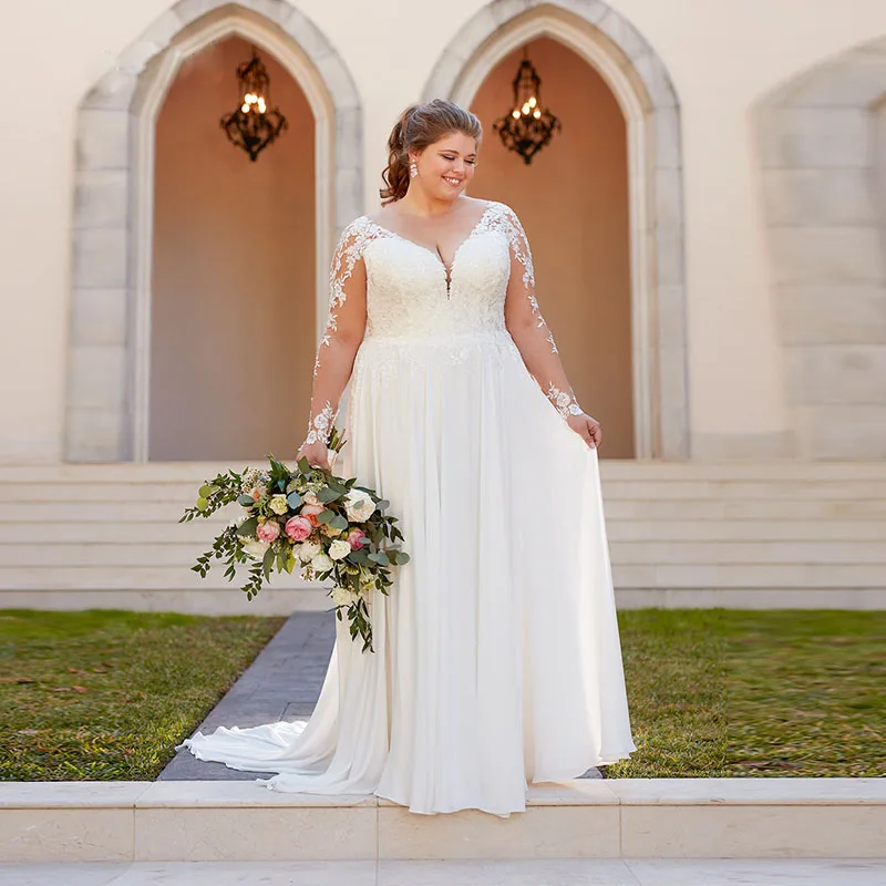 2019 кружевные свадебные платья с V образным вырезом и аппликацией женское платье в