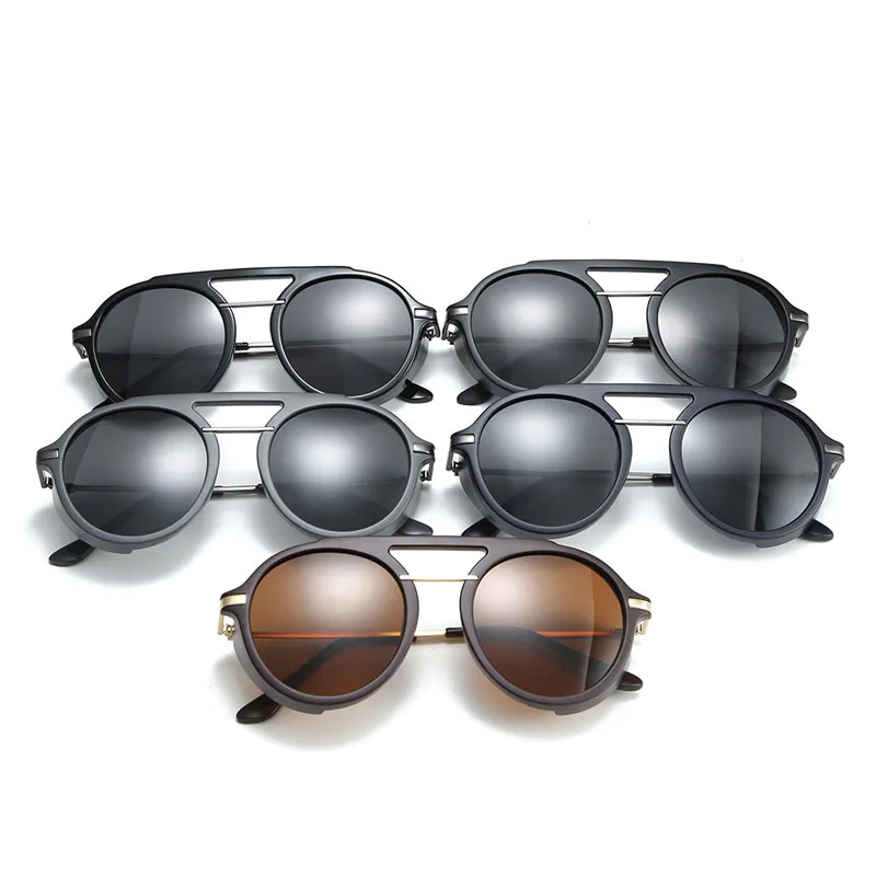2019 солнцезащитные очки в стиле стимпанк для мужчин двойной луч Круглые